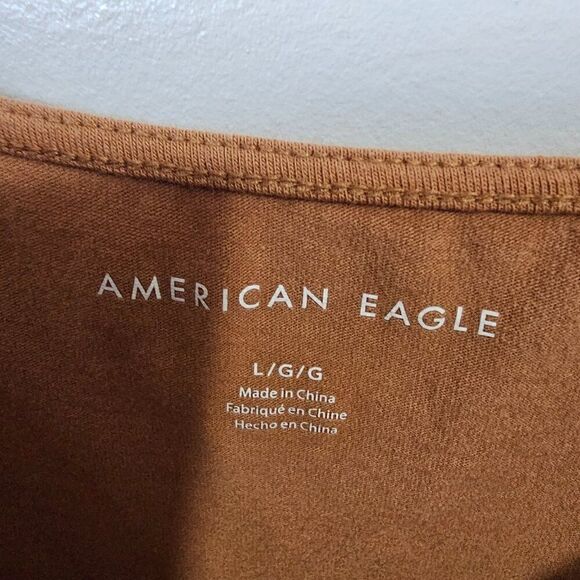 EUC WORN ONCE AMERICAN EAGLE OUTFITTERS TAN SCOOP NECK TANK BODYSUIT SZ L - Picture 5 of 10